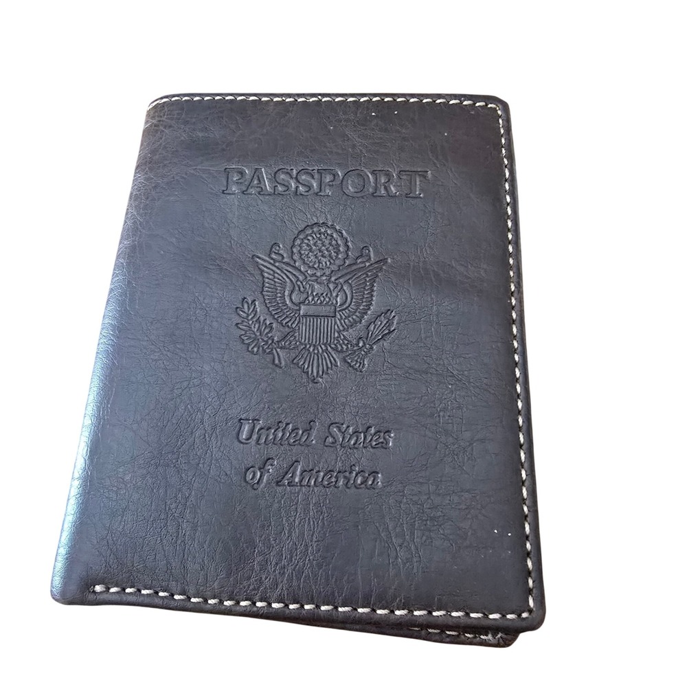 Relic Brown Leather Passport Wallet US Great Seal Vintage Travel Organizer